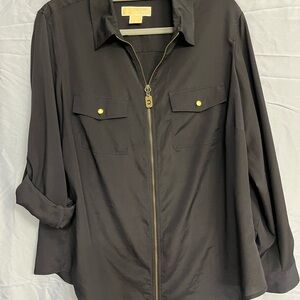 Michael Kors Black Zip-Up Top